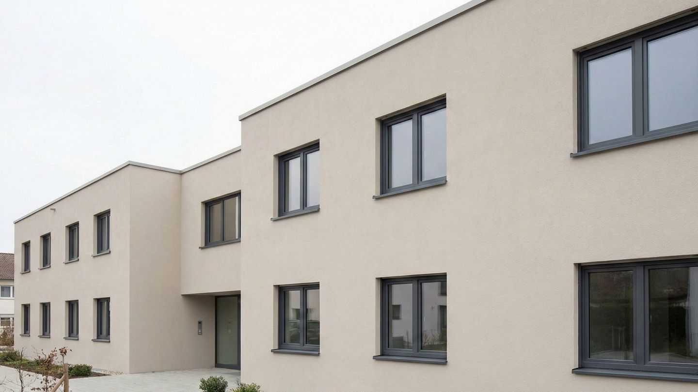 Façade de bâtiment existant avec revêtement thermo-réfléchissant